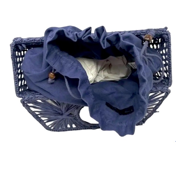 🆕~ House of Harlow handcrafted Dusty Blue Straw Cage Bag NWT. Great for summer! - Picture 9 of 10
